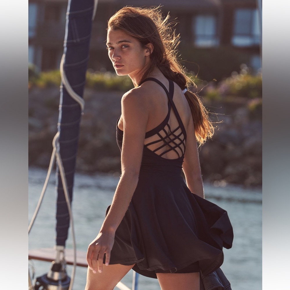 Free People Black Strappy Back Mini Dress